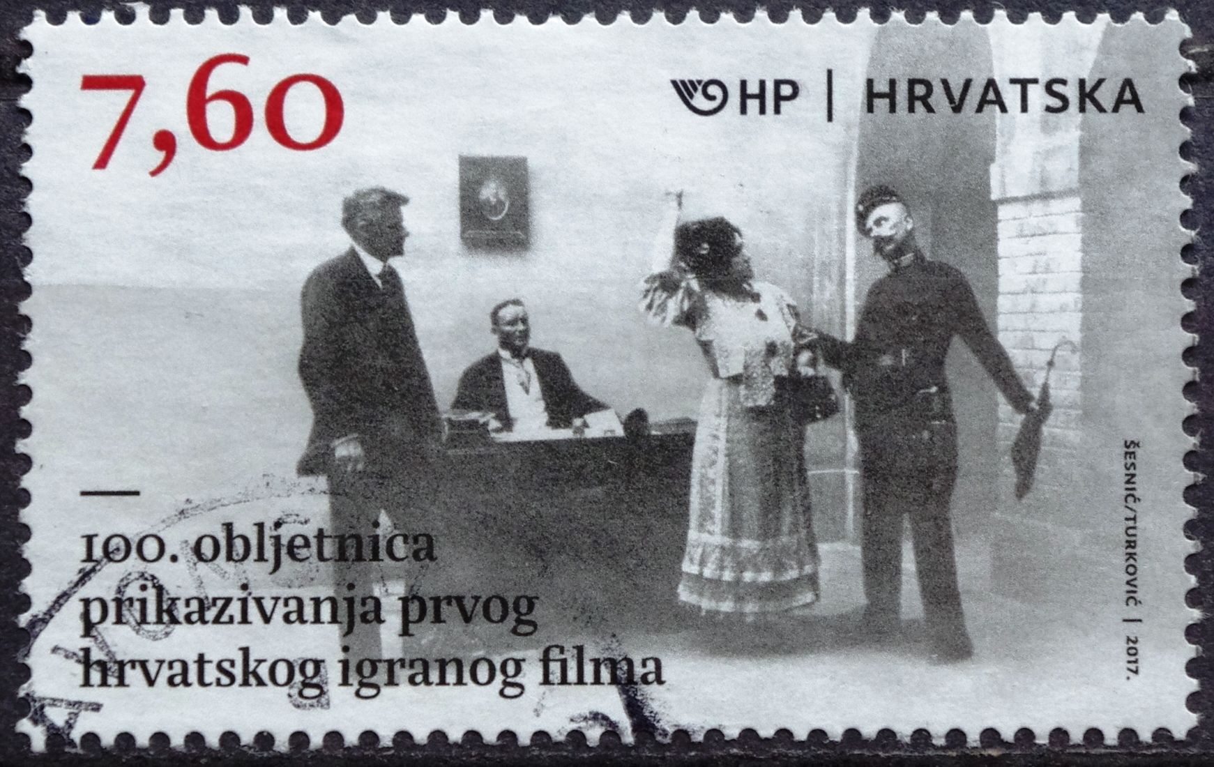 Pašto ženklas. Kroatija. Pirmojo Kroatijos filmo 100-osios metinės