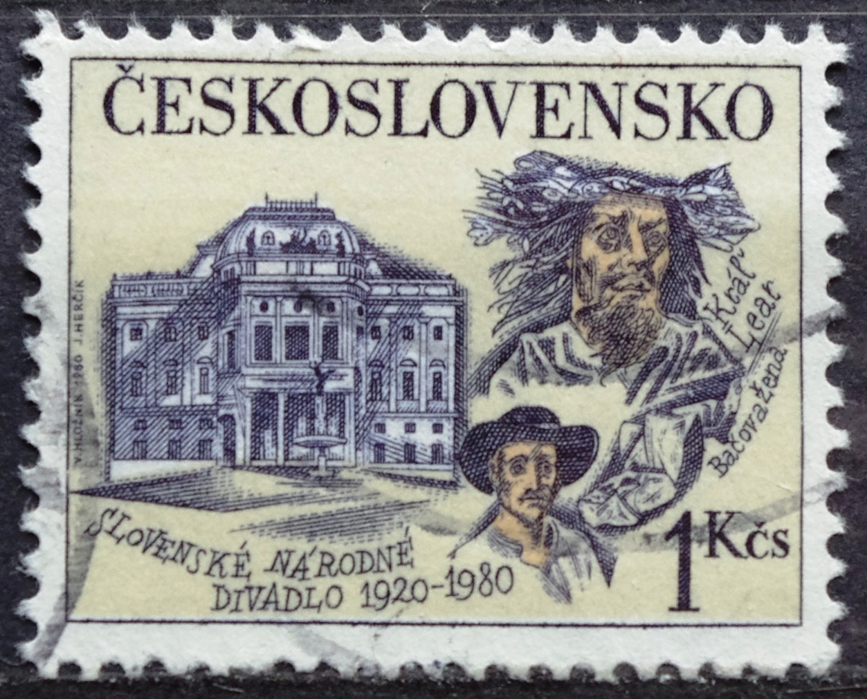 Pašto ženklas. Čekoslovakija. Slovakijos nacionalinio teatro 60-mečio jubiliejus Bratislavoje