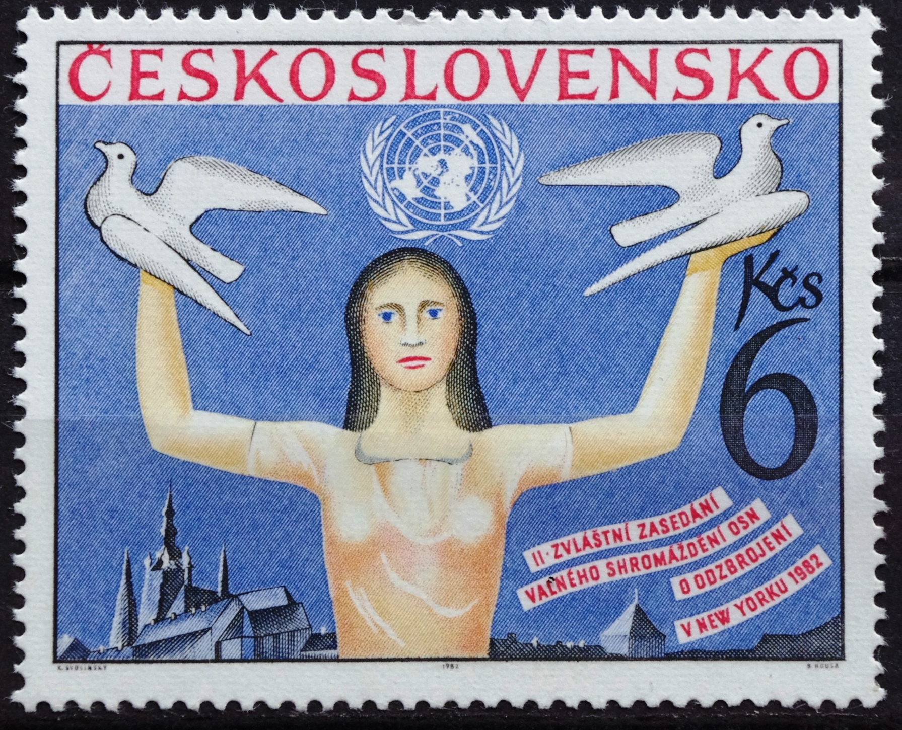 Pašto ženklas. Čekoslovakija. Antroji Jungtinių Tautų Generalinės Asamblėjos specialioji sesija nusiginklavimo klausimais, Niujorkas