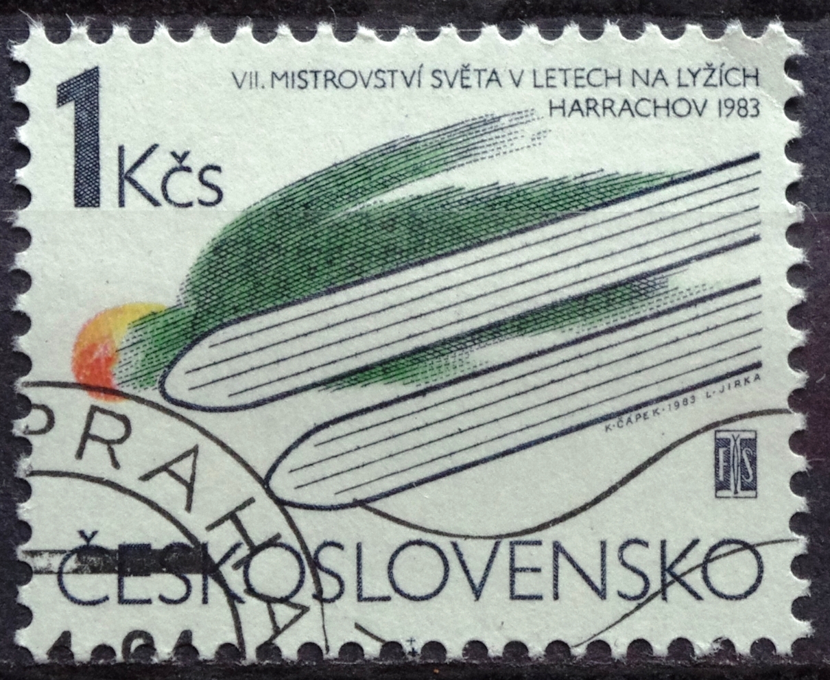 Pašto ženklas. Čekoslovakija. 7-asis pasaulio šuolių su slidėmis čempionatas Harachove