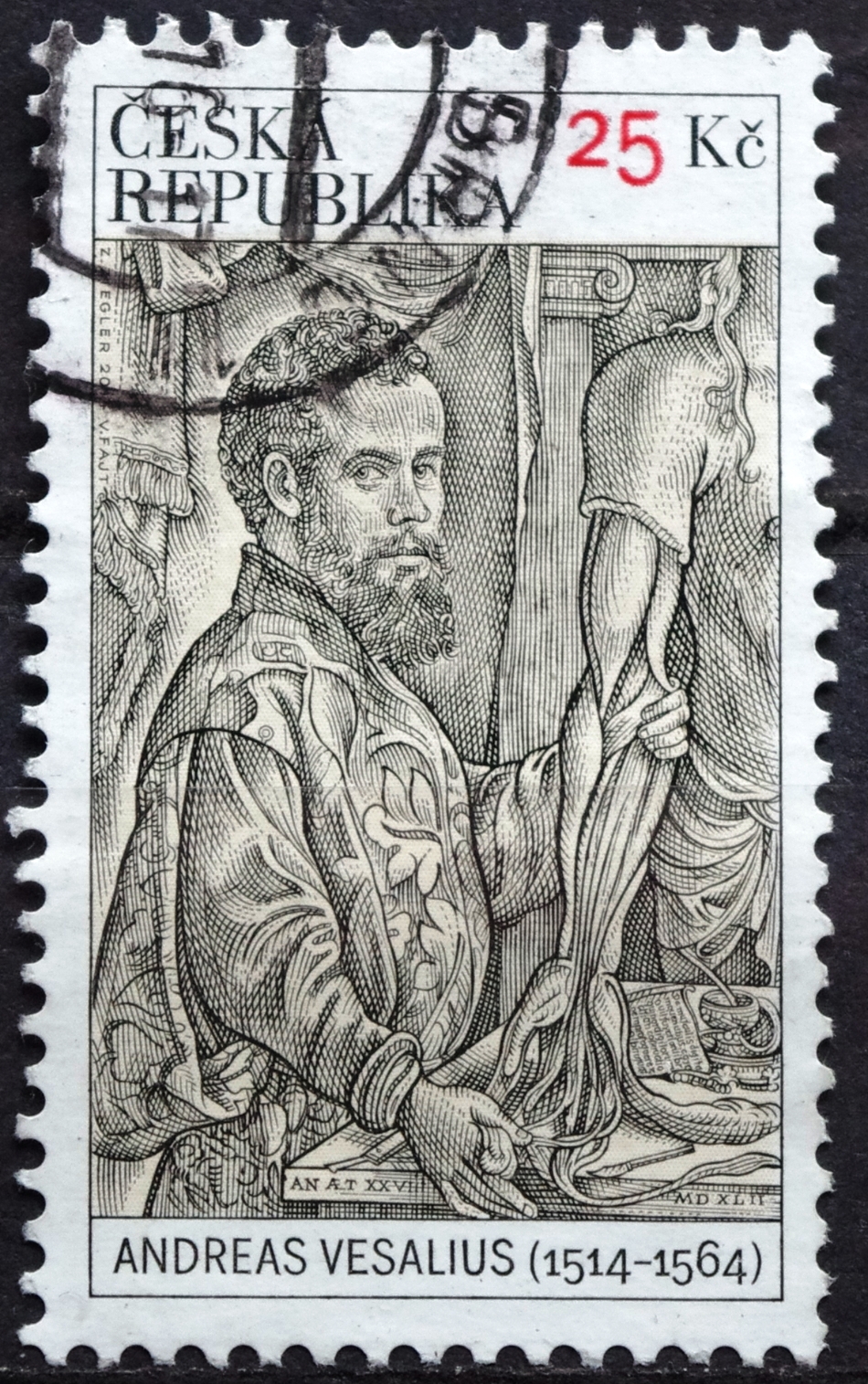 Pašto ženklas, Čekija. Asmenybės - Andreas Vesalius, 1514–1564 - belgų gydytojas ir anatomas