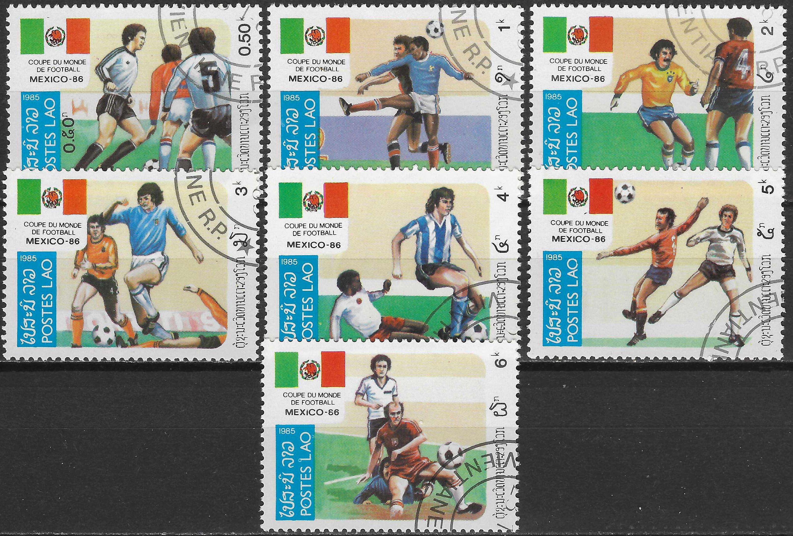 Pašto ženklai, Laosas. 1986 metų Pasaulio futbolo čempionatas Meksikoje
