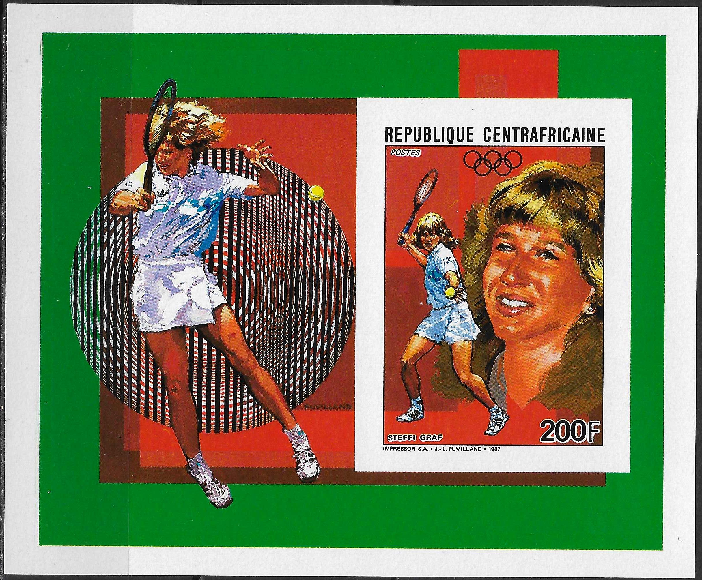 Pašto ženklų blokas, CAR. Tenisininkė - Steffi Graf