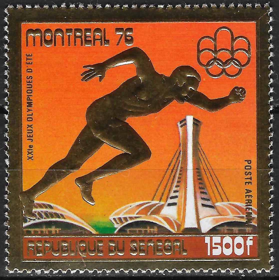 Pašto ženklas, Senegalas. 1976 m. vasaros olimpinės žaidynės Monrealyje, Kanadoje. Sprintas