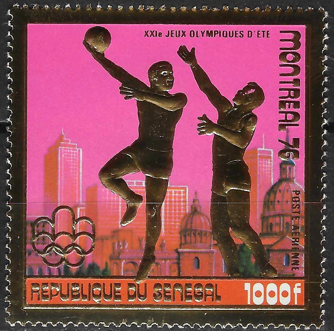 Pašto ženklas, Senegalas. 1976 m. vasaros olimpinės žaidynės Monrealyje, Kanadoje. Krepšinis
