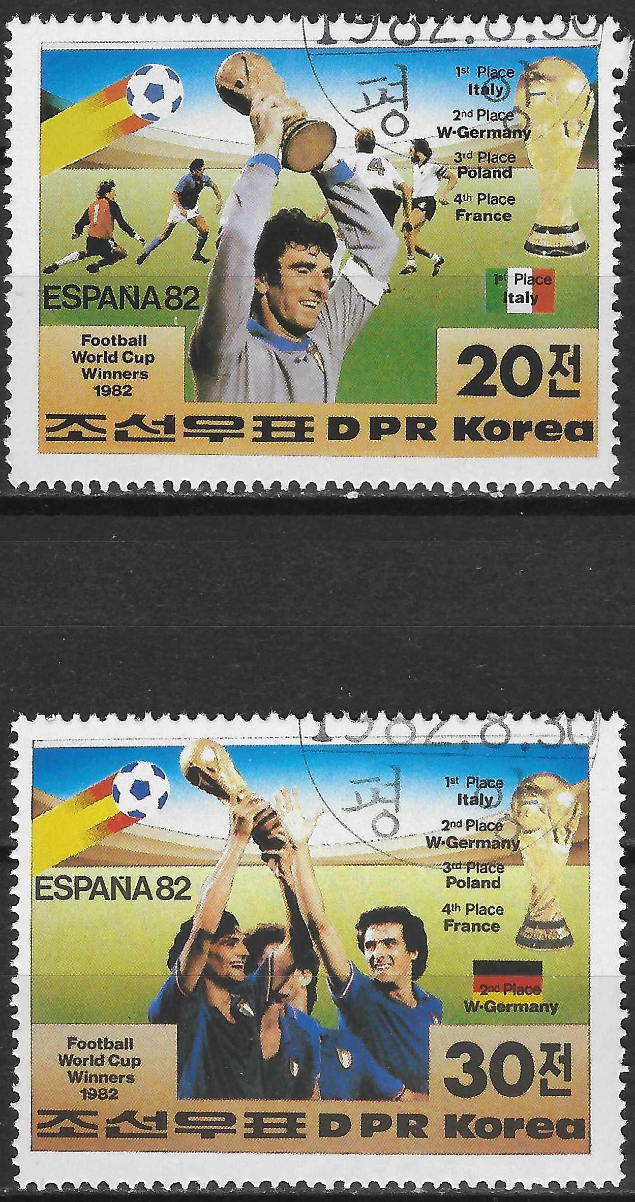Pašto ženklai. Šiaurės Korėja. 1982 metų Pasaulio futbolo čempionato Ispanijoje nugalėtojai