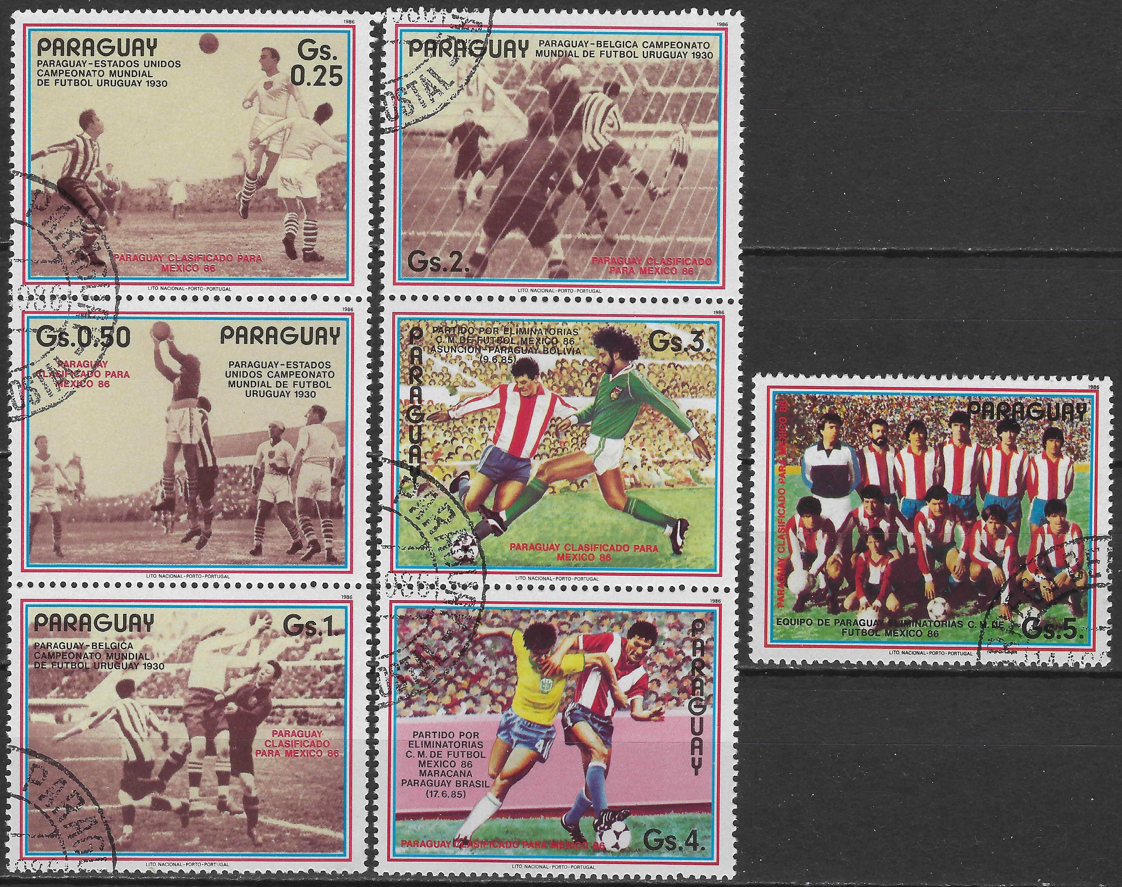 Pašto ženklai. Paragvajus. 1986 metų Pasaulio futbolo čempionatas Meksikoje