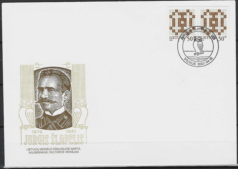 A. Šakalio kūrybos vokas. Jurgis Šlapelis - lietuvių kalbininkas, vertėjas, gydytojas, pedagogas, kultūros ir politinis veikėjas