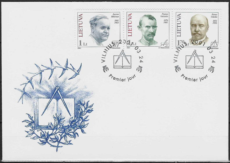 Pirmos dienos vokas. Žymūs Lietuvos žmonės: Juozas Mikėnas, Pranas Vaičaitis, Petras Vileišis