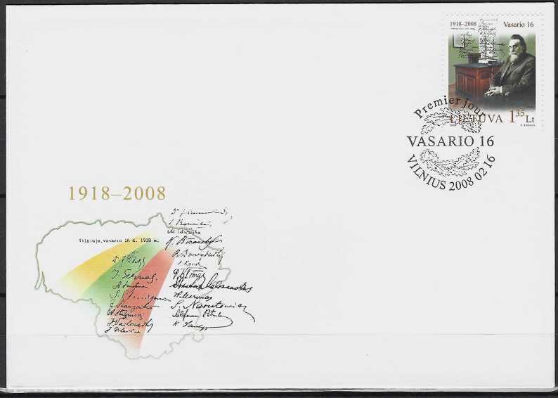 Pirmos dienos vokas. 1918-2008 Vasario 16-oji. Jonas Basanavičius