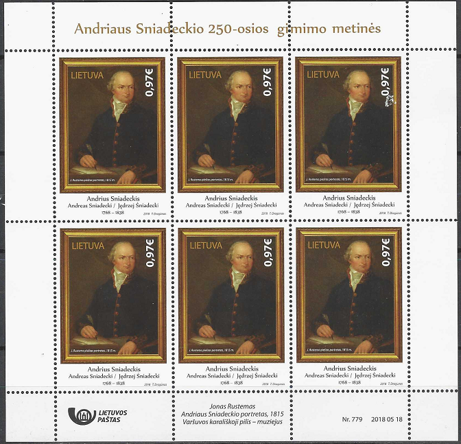 Pašto ženklai, Lietuva. Andriaus Sniadeckio 250-osios gimimo metinės