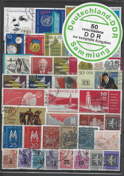 50 vienetų skirtingų VDR pašto ženklų pakuotė