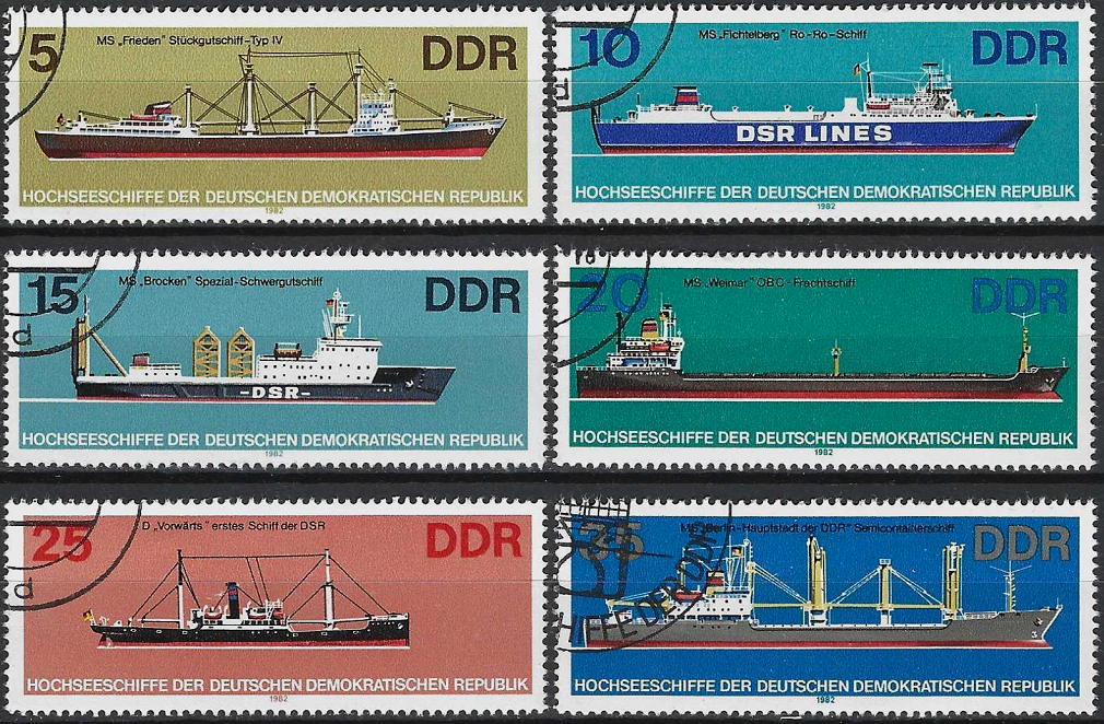 VDR pašto ženklai. Prekiniai jūriniai laivai