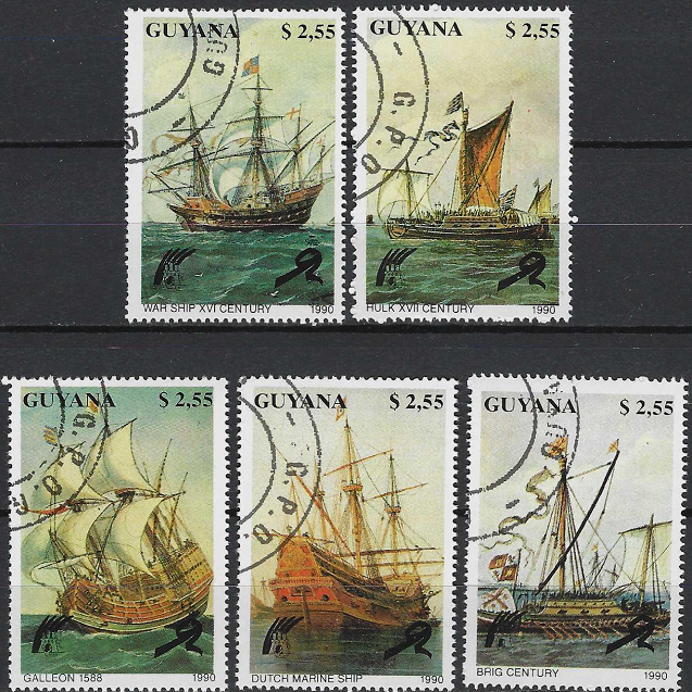 Pašto ženklai, Gajana. Laivai