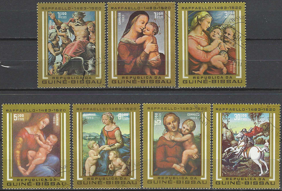 Pašto ženklai, Gvinėja Bisau. Dailininko Rafaelio 500-osios gimimo metinės