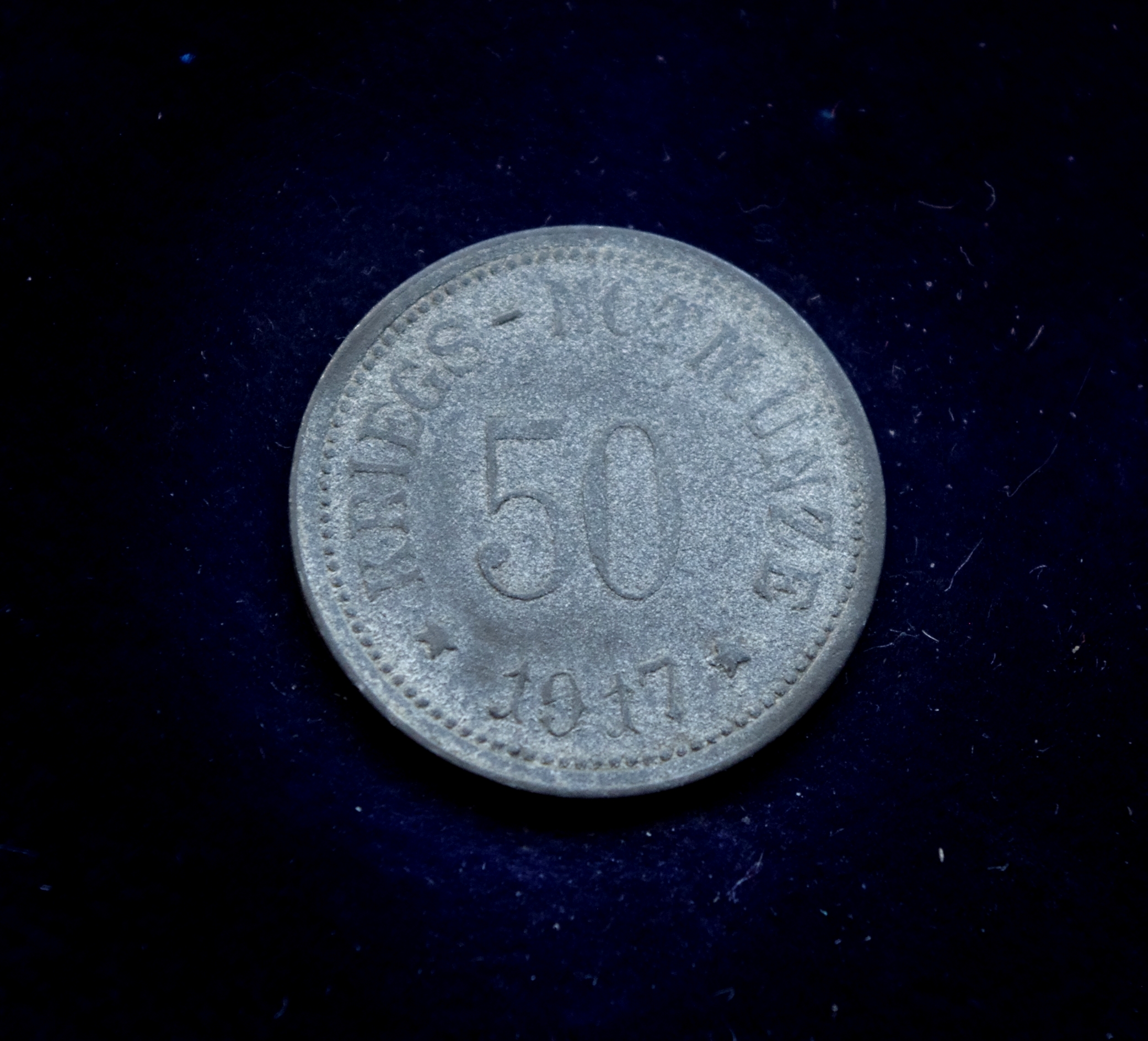 Bergzaberno miesto 50 pfenigų pokario vargo pinigų (notgeldų) moneta