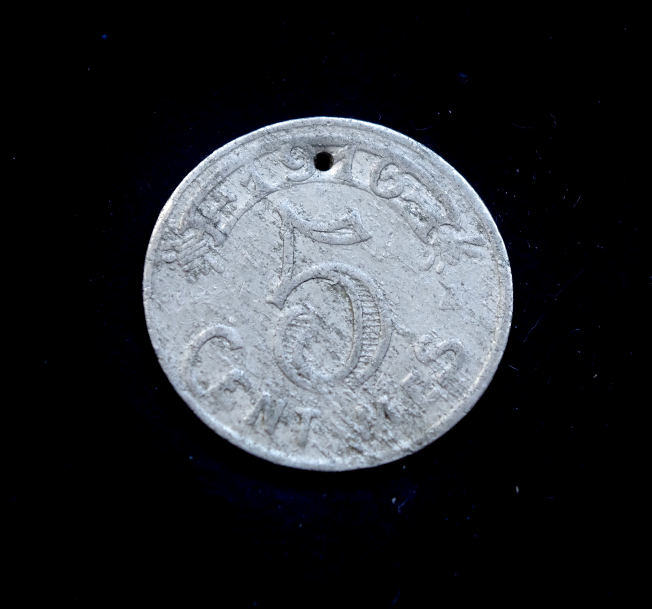 Marselio miesto prekybos rūmų vargo pinigų (notgeldų) 5 santimų moneta