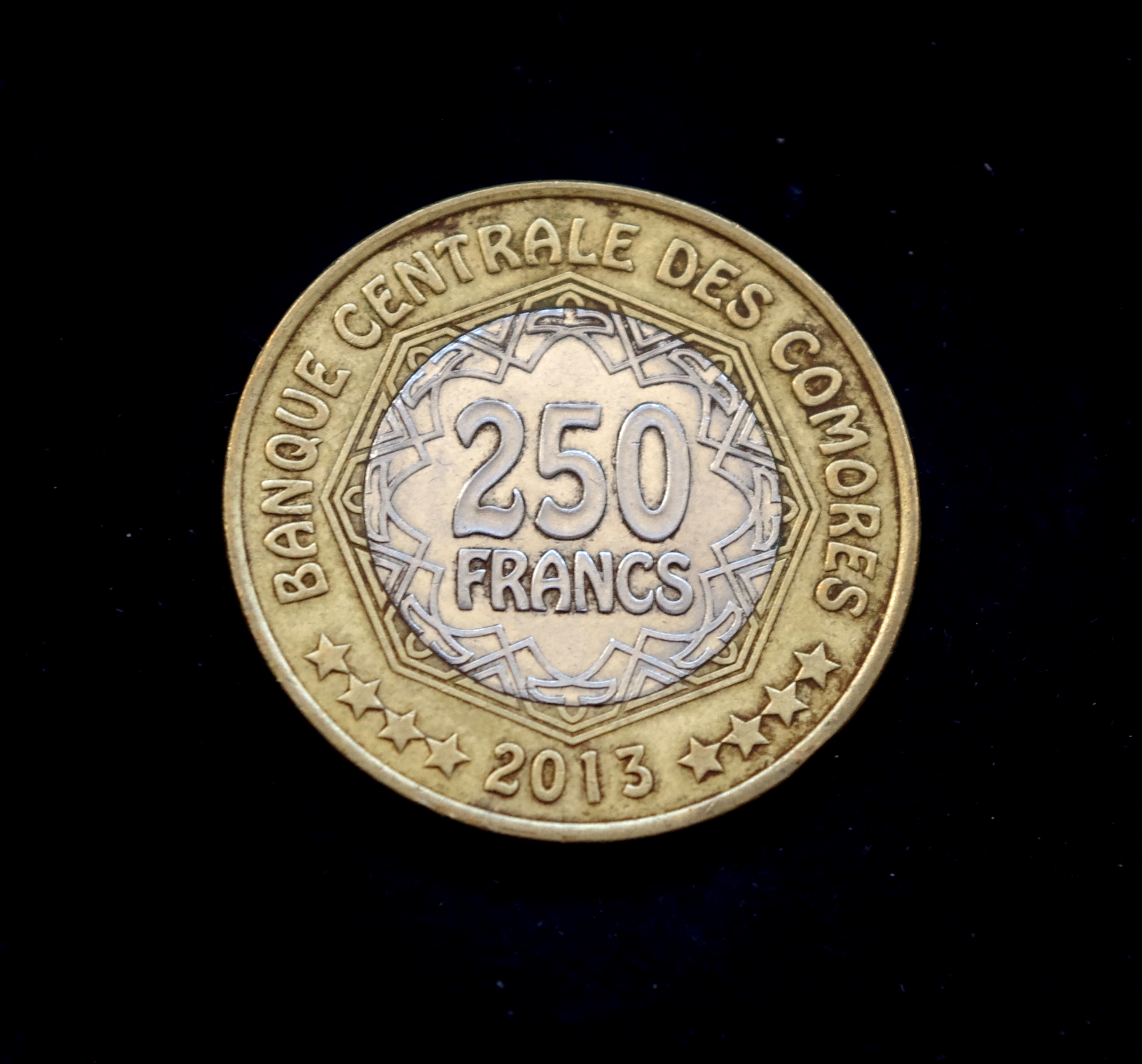 Komorų salų 250 frankų proginė moneta: 30-osios centrinio banko metinės