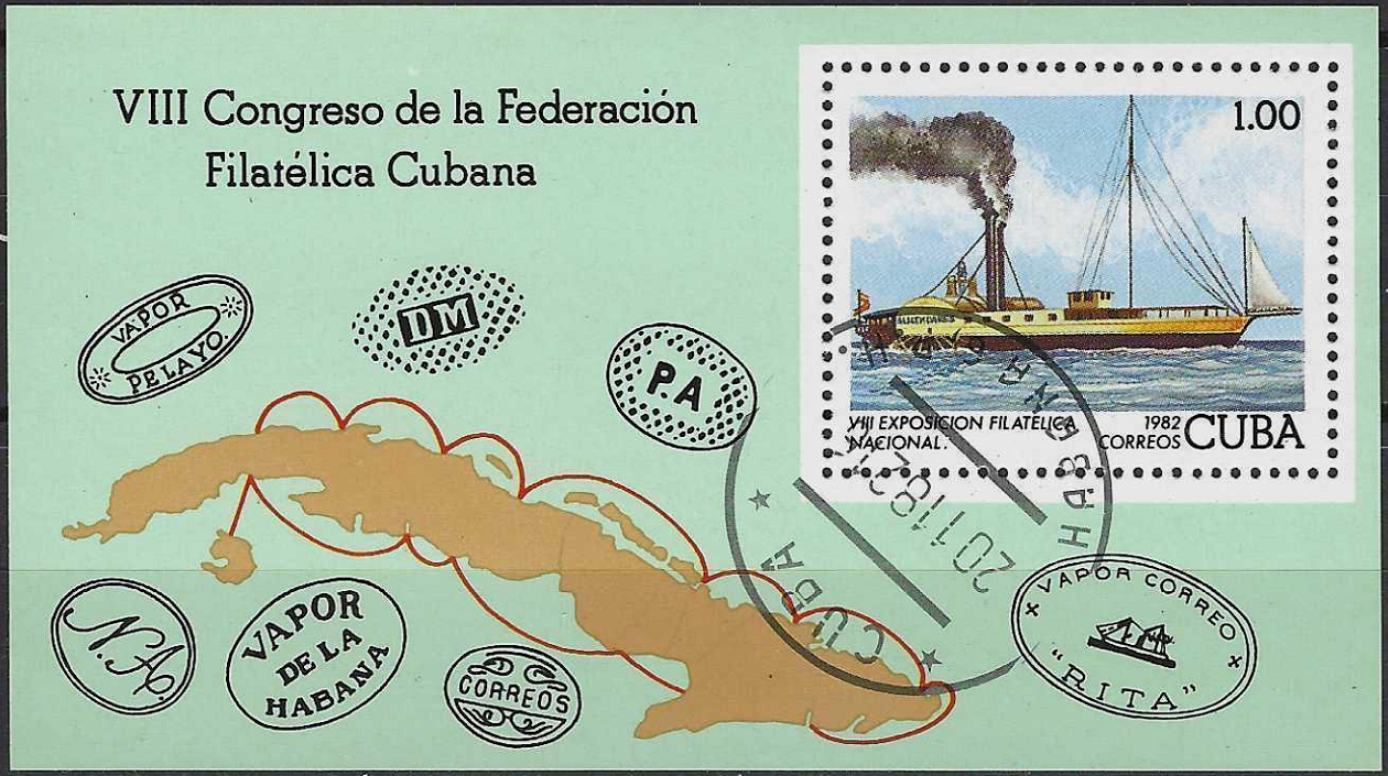 Pašto blokas, Kuba. 8-oji nacionalinė pašto ženklų paroda, Ciego de Avila