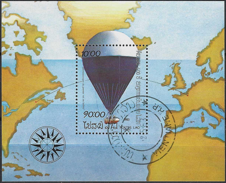 Pašto ženklai, Laosas. 200-osios pilotuojamų skrydžių metinės oro balionu