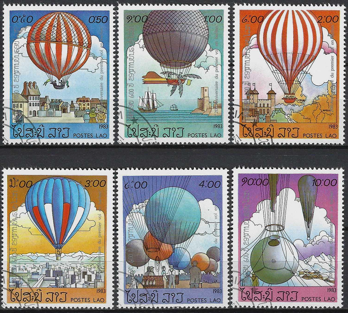 Pašto ženklai, Laosas. 200-osios pilotuojamų skrydžių metinės oro balionu