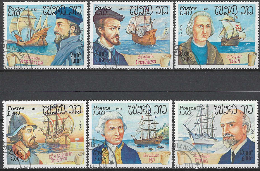Pašto ženklai, Laosas. Tyrinėtojai ir jų laivai