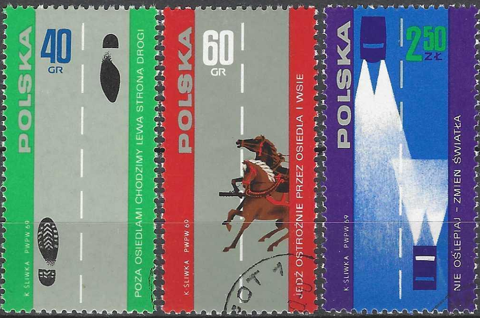 Lenkija. Pašto ženklų serija skirta saugumui keliuose