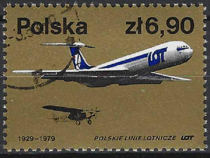 Pašto ženklas, Lenkija. Lenkijos avialinijom LOT 50 metų