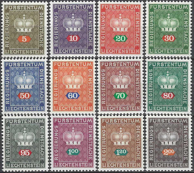 Pašto ženklai, Lichtenšteinas. Kunigaikštystės karūna