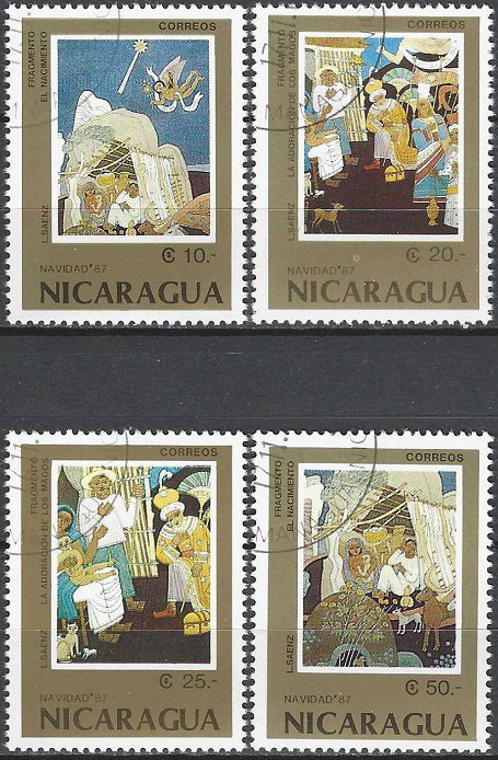 Pašto ženklai, Nikaragva. Kalėdos L. Saenz paveiksluose