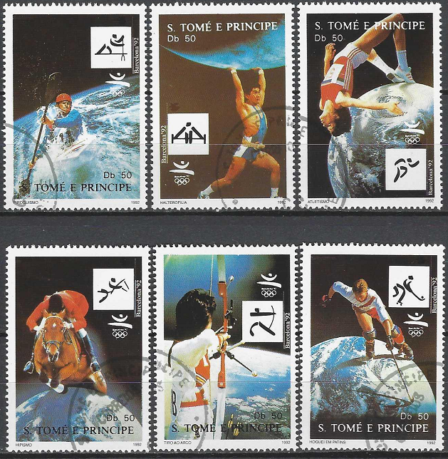 Pašto ženklai, San Tomė ir Prinsipė. 1992 metų vasaros olimpinės žaidynės Barselonoje, Ispanijoje