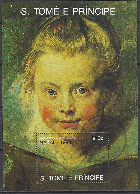 Pašto blokas, San Tomė ir Prinsipė. Šv. Kalėdos. Paveikslai