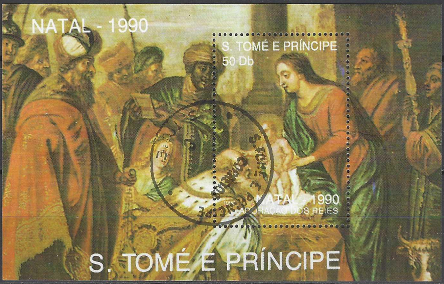 Pašto blokas, San Tomė ir Prinsipė. Šv. Kalėdos. Paveikslai