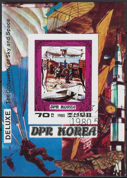 Pašto blokas, Šiaurės Korėja. Aviacijos pionieriai. Ferdinand Graf Zeppelin