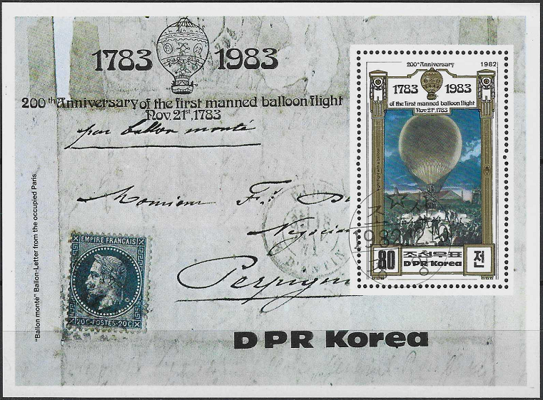 Pašto blokas, Šiaurės Korėja. 200-osios pilotuojamų skrydžių metinės oro balionu