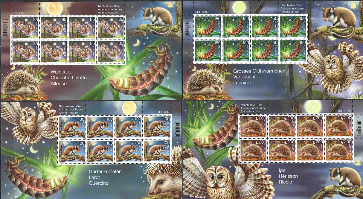 Pašto ženklai, Šveicarija. Fauna - naktiniai gyvūnai