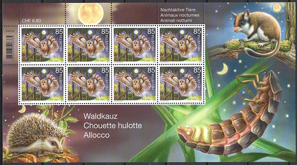 Pašto ženklai, Šveicarija. Fauna - naktiniai gyvūnai