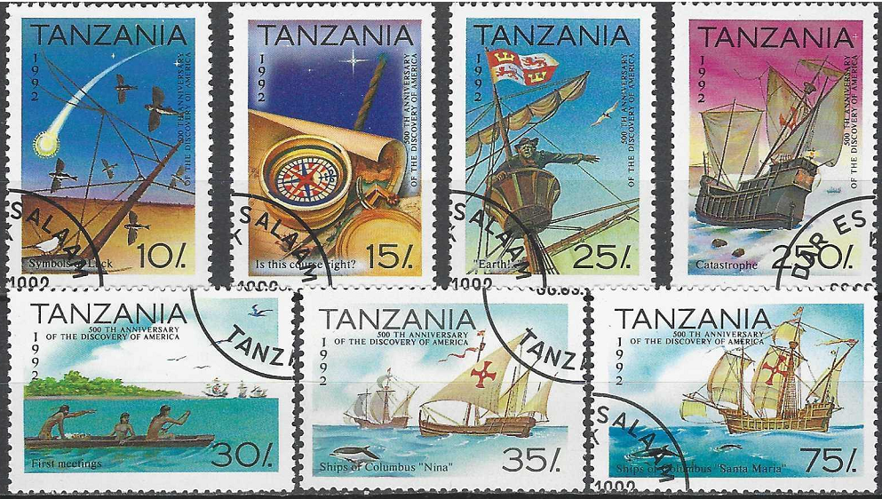Pašto ženklai, Tanzanija. Amerikos atradimo 500-osios metinės