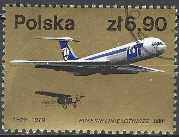 Pašto ženklas, Lenkija. Lenkijos avialinijom LOT 50 metų