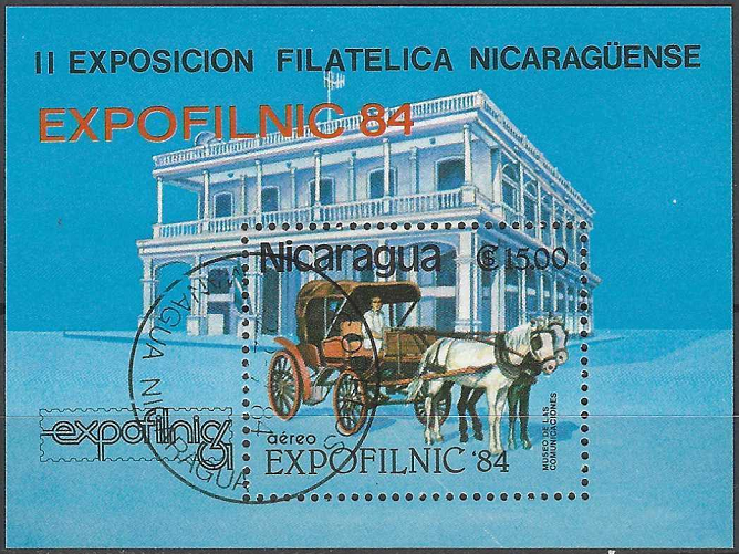 pašto blokas, Nikaragva. 2-oji Nikaragvos pašto ženklų paroda EXPOFILNIC'84 (86x66 mm)
