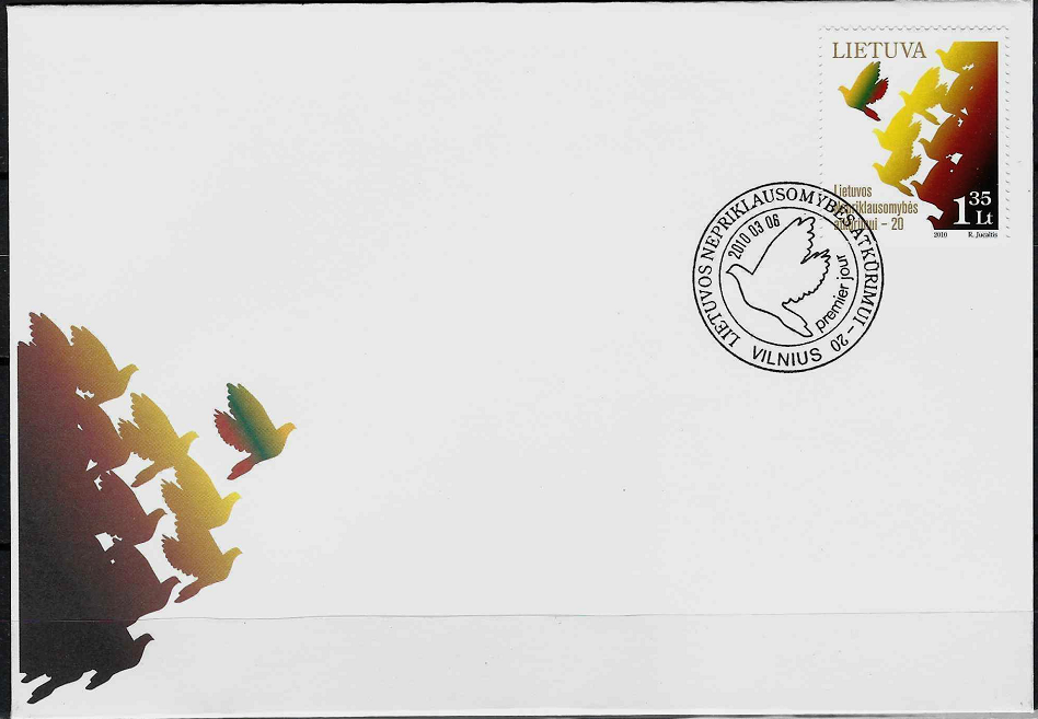 Pirmos dienos vokas, Lietuva. Lietuvos nepriklausomybės atkūrimui - 20 metų
