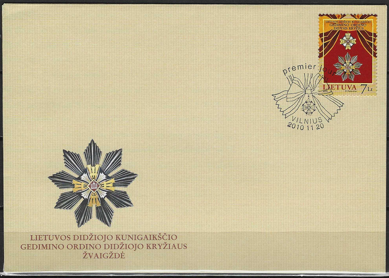 Pirmos dienos vokas. Lietuvos didžiojo kunigaikščio Gedimino ordino didysis kryžius