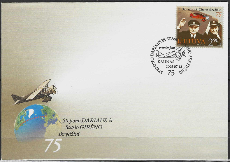 Pirmos dienos vokas. S. Dariaus ir S. Girėno skrydžiui - 75 metai