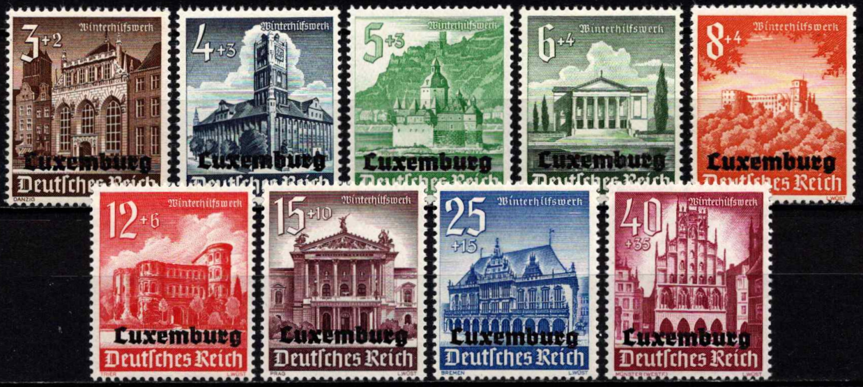 Perpausdinta Vokietijos Reicho pastatų serija MiNr 751-759