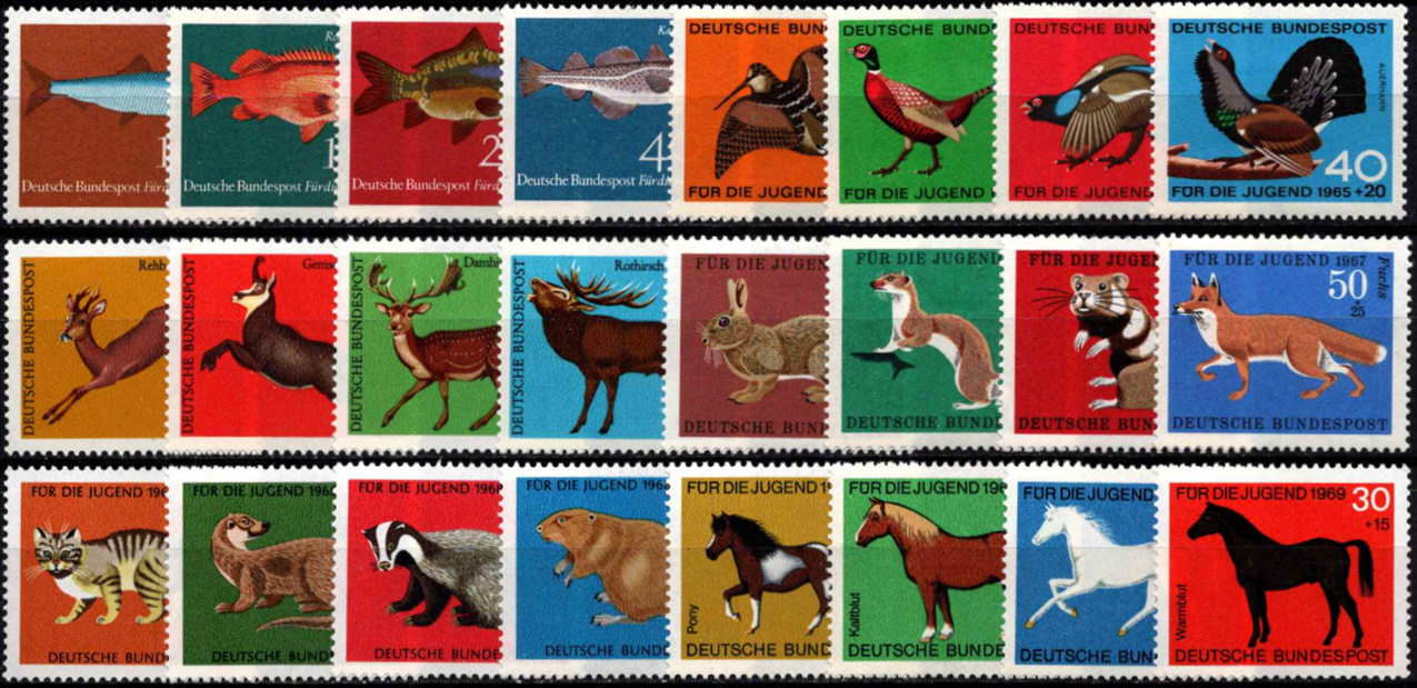 Žuvys, Medžiojamieji paukščiai, Stambūs laukiniai žinduoliai, Kailiniai gyvūnai, Nykstantys gyvūnai ir Arkliai