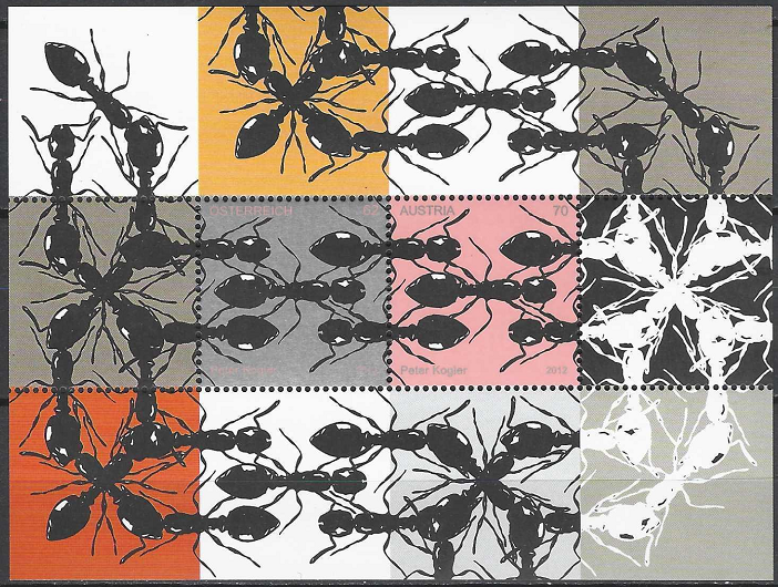 Pašto blokas, Austrija. Šiuolaikinis menas – Peterio Koglerio „Skruzdės“