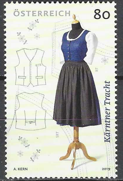 pašto ženklas, Austrija. Tradiciniai kostiumai - Karintija