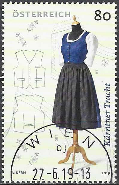 pašto ženklas, Austrija. Tradiciniai kostiumai - Karintija