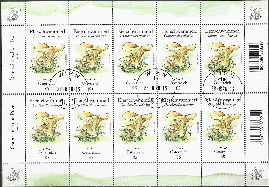pašto ženklas, Austrija. Austrijos endeminiai grybai