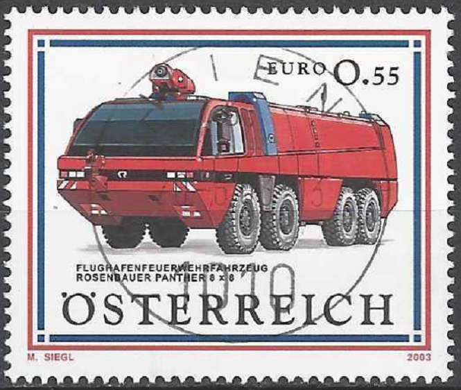 pašto ženklas, Austrija. Gaisrinis automobilis Panther 8x8